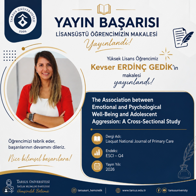 Tebrik - YL Öğrencimiz Kevser ERDİNÇ GEDİK