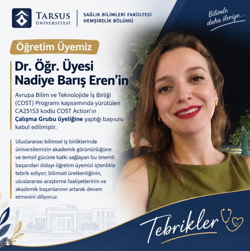 Tebrik - Dr. Öğr. Üyesi Nadiye BARIŞ EREN